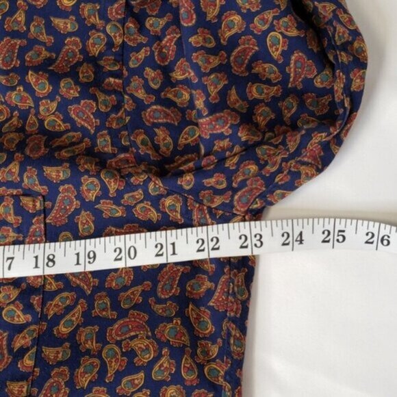 Hathaway Paisley Button Down Dress Shirt Size Medium Navy Gold Red Men's - Picture 9 of 11